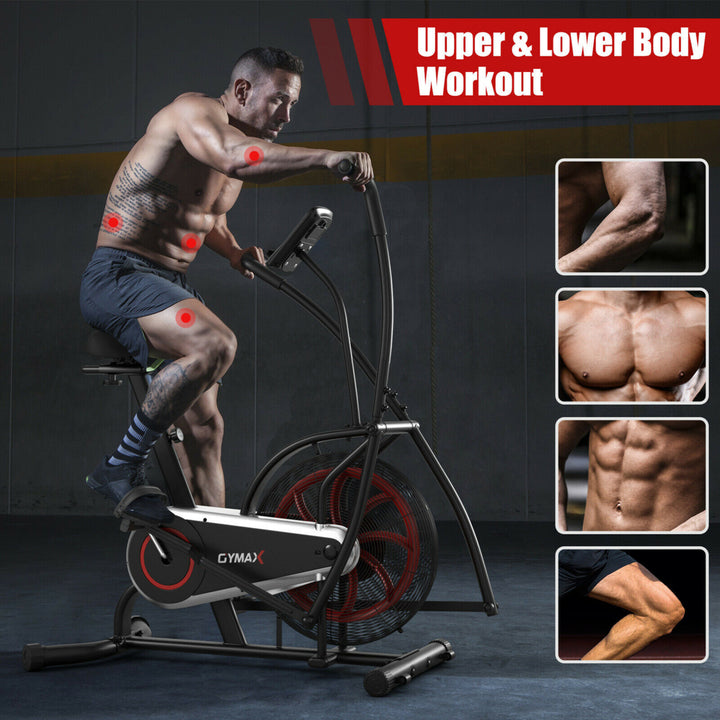 Unlimited Resistance Airdyne Bike Fan Exercise Bike with Clear LCD Display Image 7