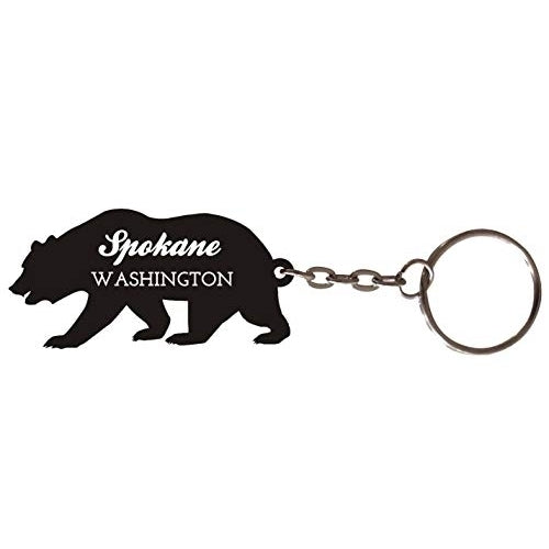 Spokane Washington Souvenir Metal Bear Keychain Image 1