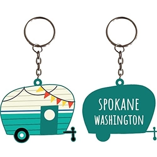 Spokane Washington Souvenir Camper Metal Keychain Image 1