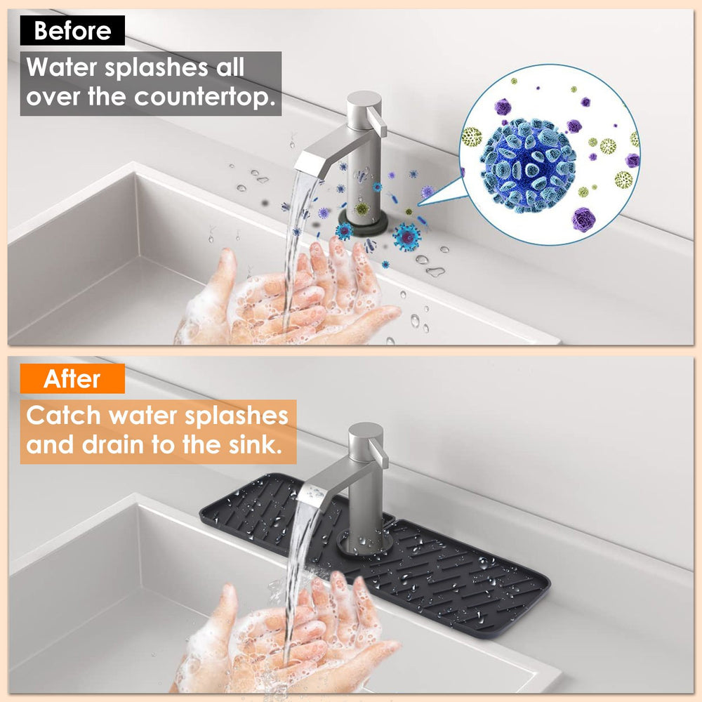 Silicone Faucet Mat Kitchen Sink Splash Guard Drain Mat Drying Pad Kitchen Mat Bathroom Drip Catcher Image 2