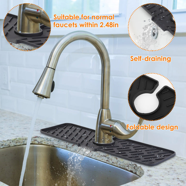 Silicone Faucet Mat Kitchen Sink Splash Guard Drain Mat Drying Pad Kitchen Mat Bathroom Drip Catcher Image 3