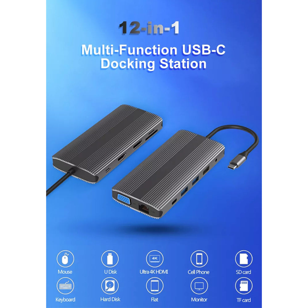 navor 12-in-1 USB C Hub,USB Dongle with 4K HDMIVGADP Interface2 USB 3.0 Ports,1 USB 2.0 PortPD,SD Card SlotEthernet3.5mm Image 2