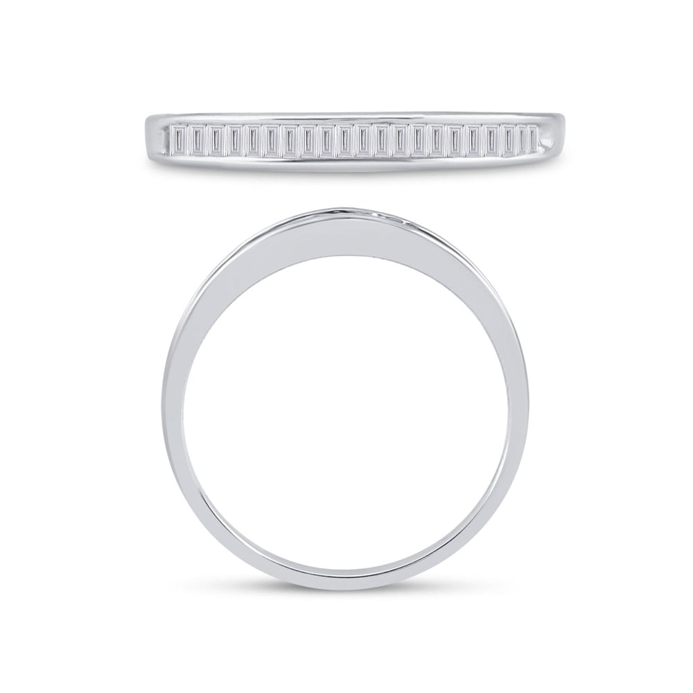 1/6 Carat (ctw G-HI2-I3) Baguette Diamond Wedding Band Ring in Sterling Silver Image 3