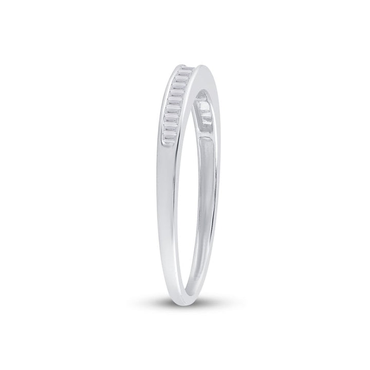 1/6 Carat (ctw G-HI2-I3) Baguette Diamond Wedding Band Ring in Sterling Silver Image 4