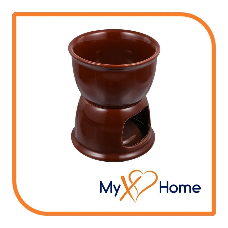 Ceramic Chocolate Fondue Pot / Cheese melting PotColor: Brown by MyXOHome Image 1