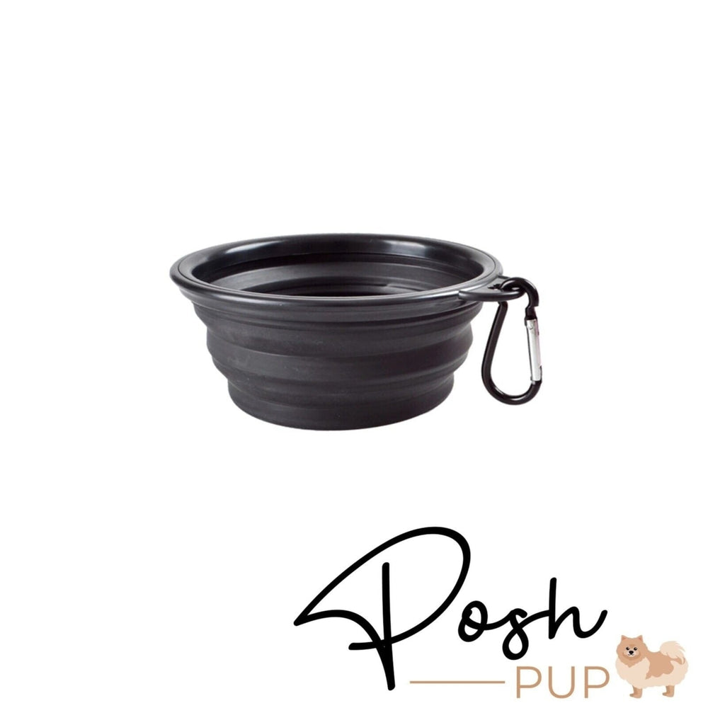5" Black Silicone Portable Foldable Collapsible Pet Bowl by Posh Pup Image 2