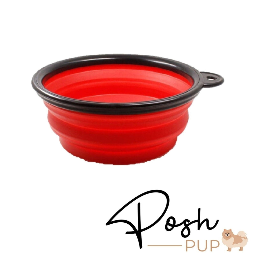 5" Red Silicone Portable Foldable Collapsible Pet Bowl by Posh Pup Image 2