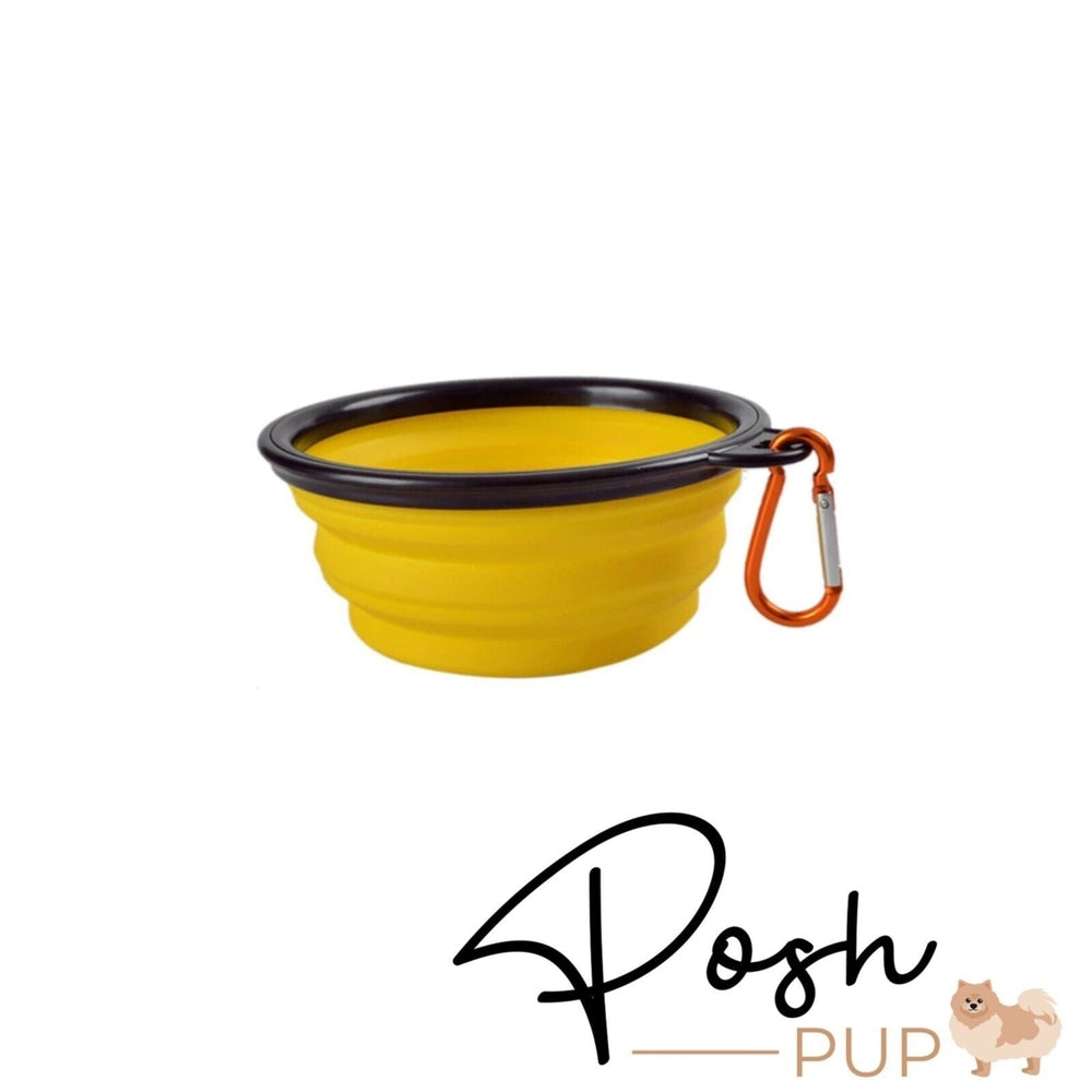 5" Yellow Silicone Portable Foldable Collapsible Pet Bowl by Posh Pup Image 2