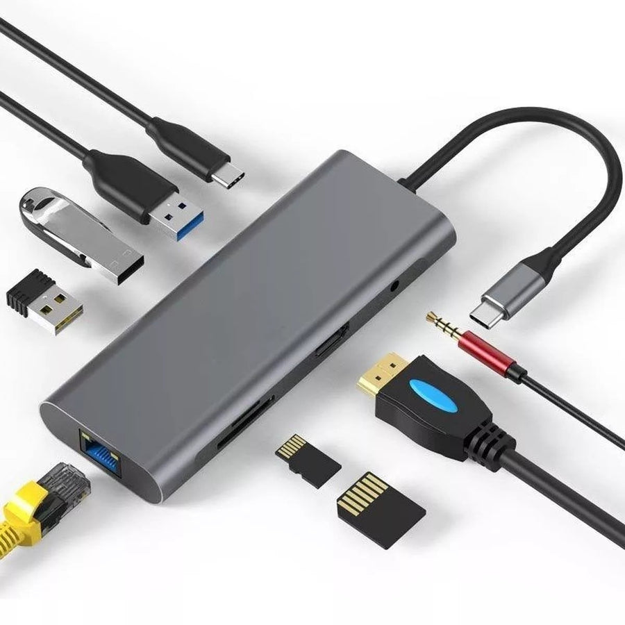 navor 9-in-1 USB C HubUSB Type-C Dongle with 4K HDMI3 x USB 3.0 PortsPower DeliverySD Card SlotRJ45 LAN Port3.5mm Audio Image 1