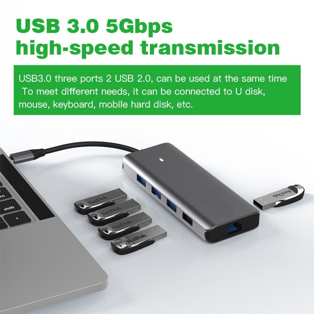 navor 10-in-1 USB C HubUSB Type-C Dongle with HDMI5 USB PortsPDTF and SD Card SlotRJ45 LAN Port Image 2