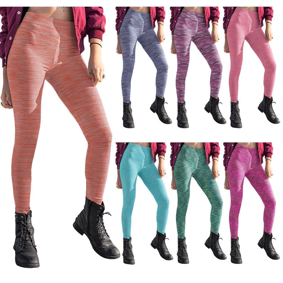 6-Pack: Womens Space Dye Seamless Leggings Image 1
