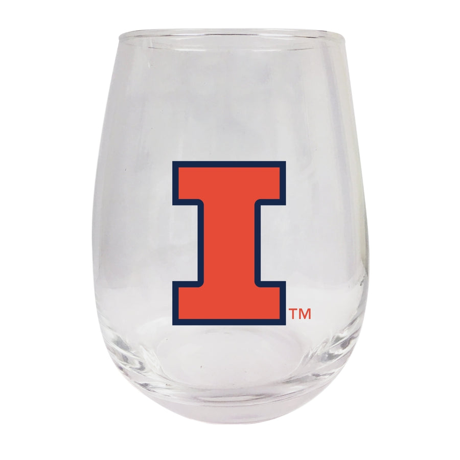 Illinois Fighting Illini Stemless Wine Glass - 9 oz.  Officially Licensed NCAA Merchandise Image 1