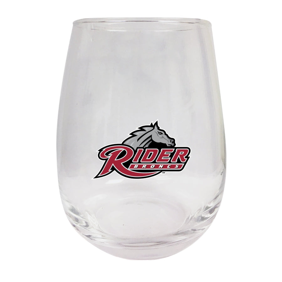 Rider University Broncs Stemless Wine Glass - 9 oz.  Officially Licensed NCAA Merchandise Image 1