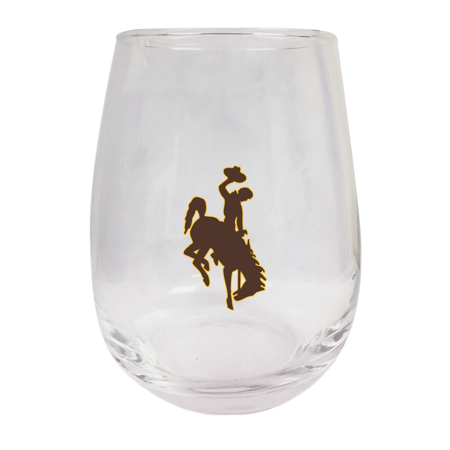 University of Wyoming Stemless Wine Glass - 9 oz.  Officially Licensed NCAA Merchandise Image 1