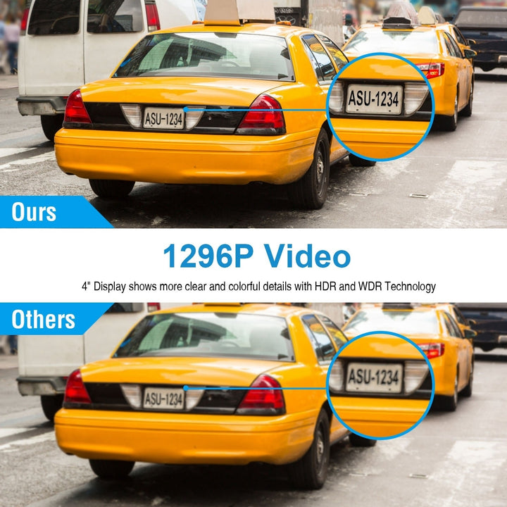 1296P Car DVR Dash Camera 4In 3 Lens Vehicle Driving Recorder Seamless Recording Image 3