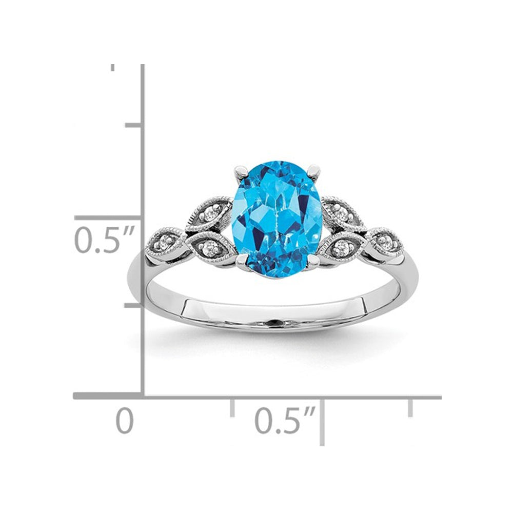 1.30 Carat (ctw) Oval-Cut Blue Topaz Ring in 14K White Gold Image 2