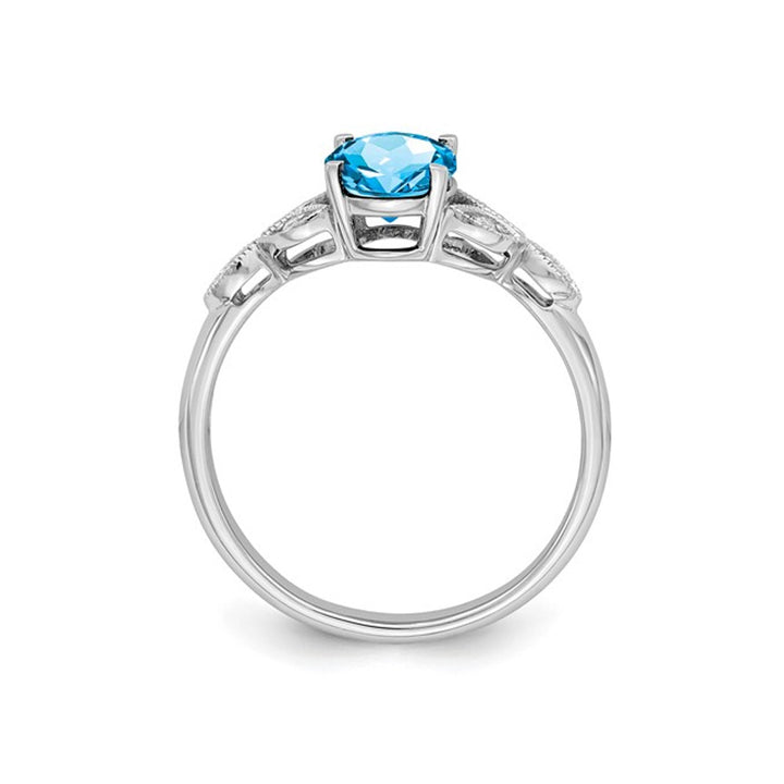 1.30 Carat (ctw) Oval-Cut Blue Topaz Ring in 14K White Gold Image 3
