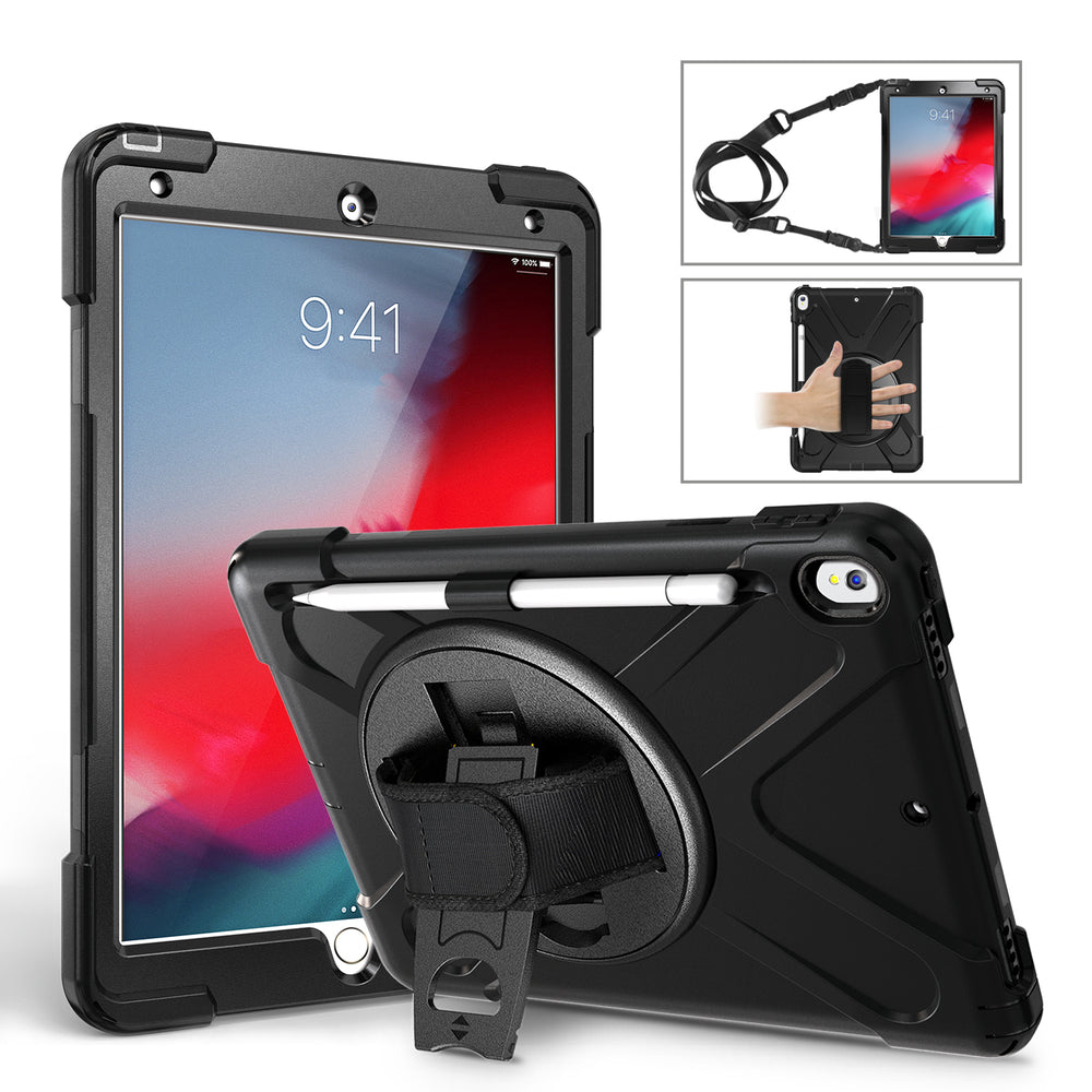 navor Case Compatible with iPad Air 3 10.5" 2019Rugged Rotating Kickstand with Built-in Pencil HolderHand Strap and Image 2