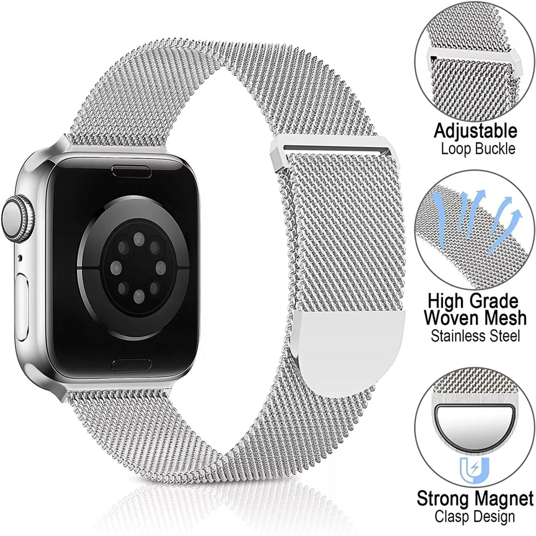 navor Compatible with Apple WatchAdjustable Magnetic BandStainless Steel Mesh Replacement Strap Wristband for Men and Image 8