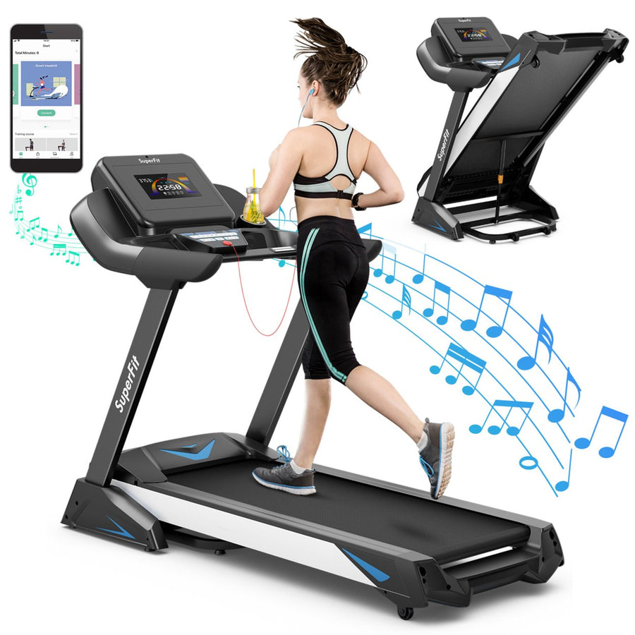 4.75HP Folding Treadmill Gym Exercise Machine w/ Auto Incline LED Screen Black Image 1