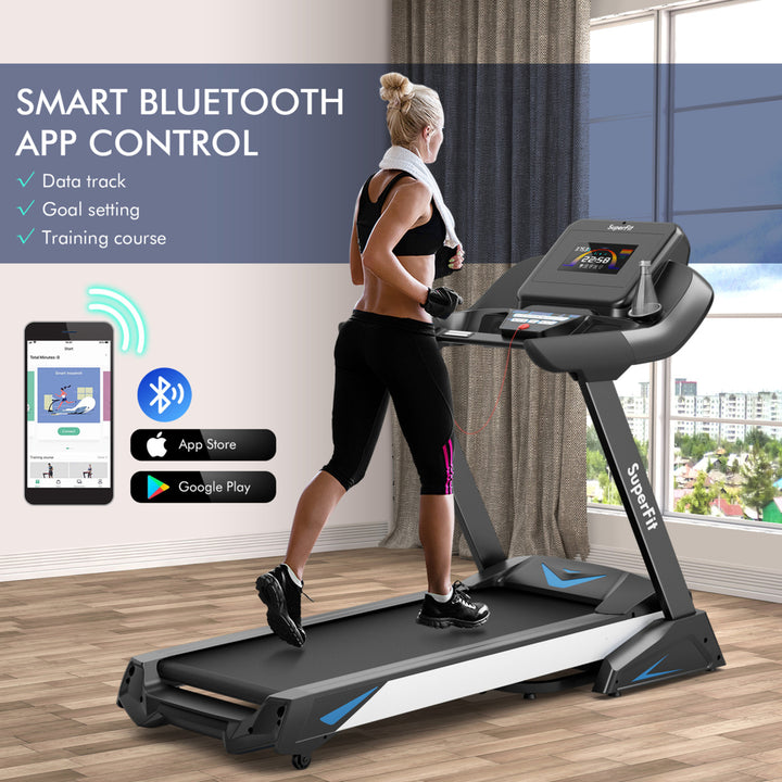 4.75HP Folding Treadmill Gym Exercise Machine w/ Auto Incline LED Screen Black Image 3