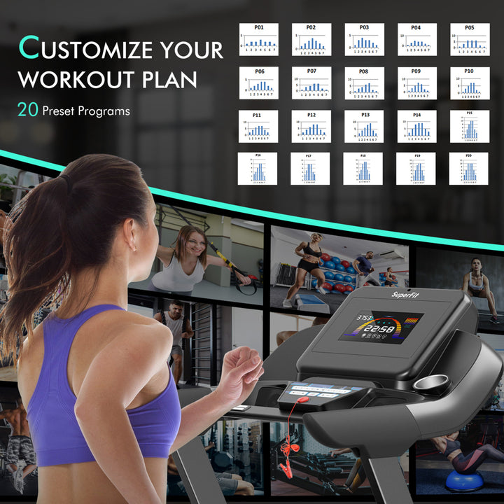 4.75HP Folding Treadmill Gym Exercise Machine w/ Auto Incline LED Screen Black Image 4