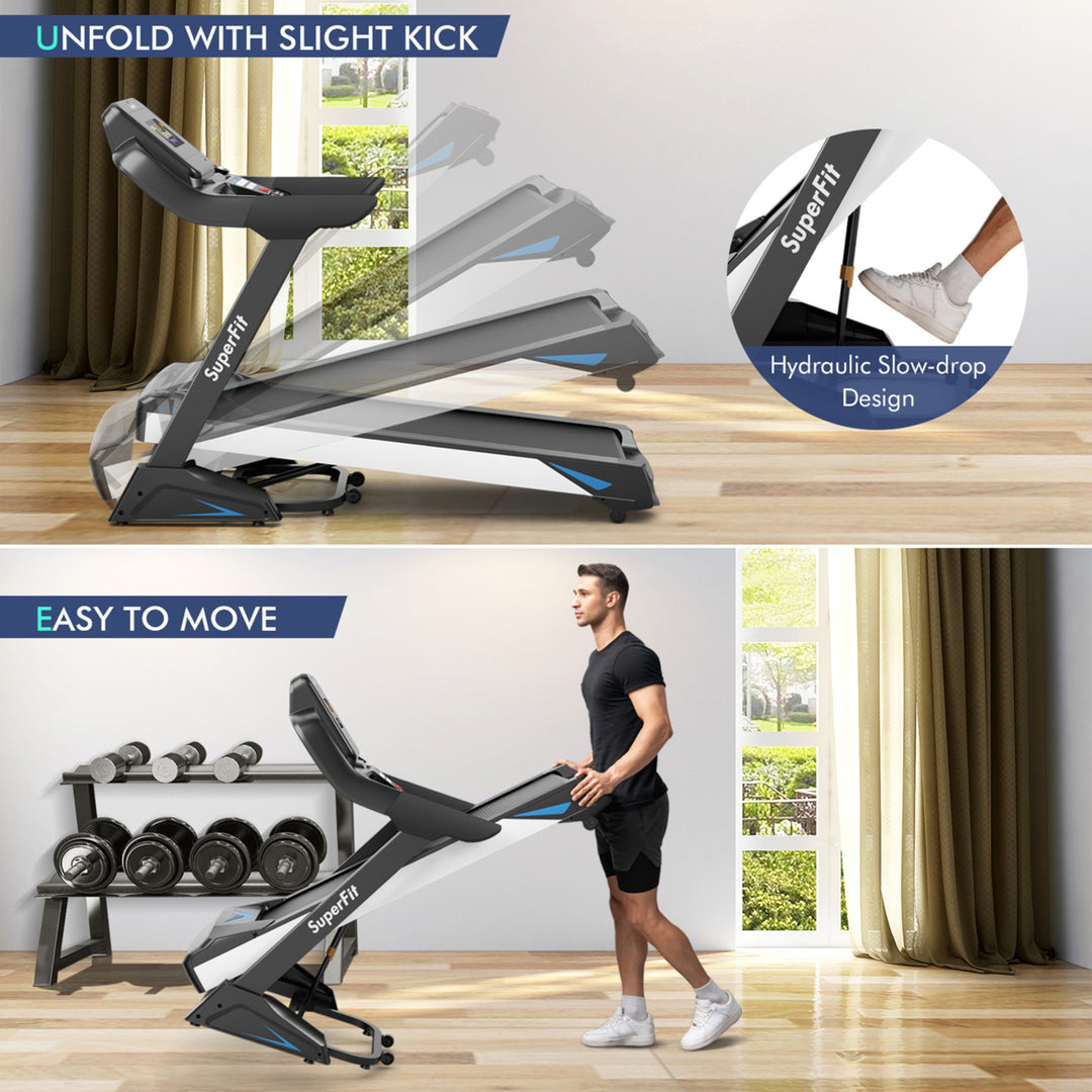 4.75HP Folding Treadmill Gym Exercise Machine w/ Auto Incline LED Screen Black Image 6