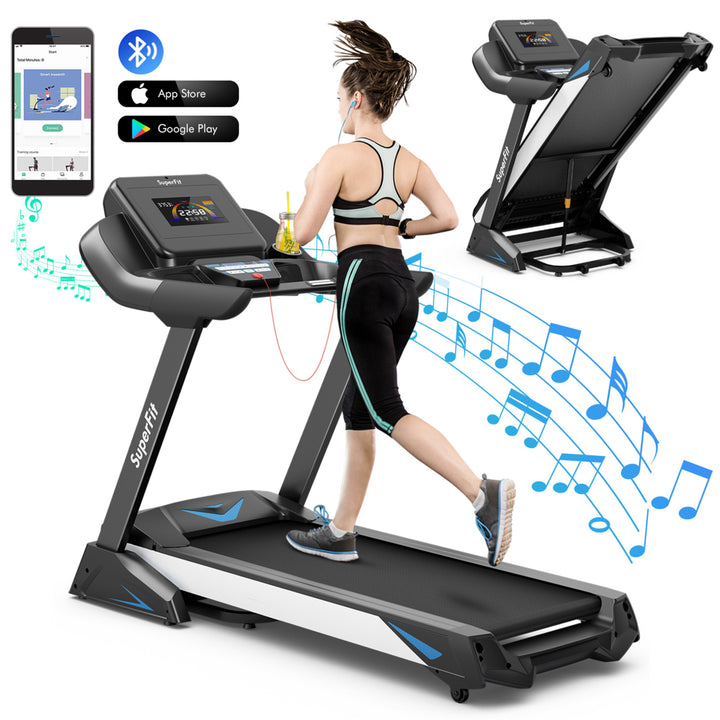 4.75HP Folding Treadmill Gym Exercise Machine w/ Auto Incline LED Screen Black Image 10