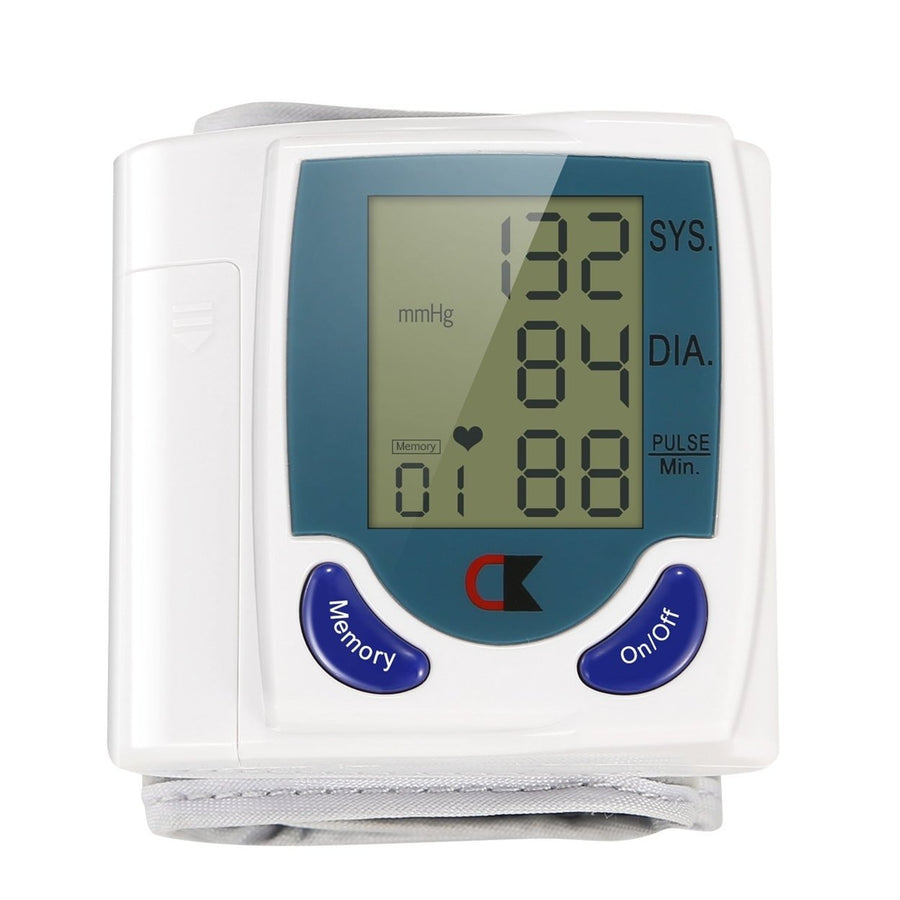 Blood Pressure Monitor Wrist Digital High Blood Pressure Cuff Heartbeat Tester with 60 Reading Memory Image 1