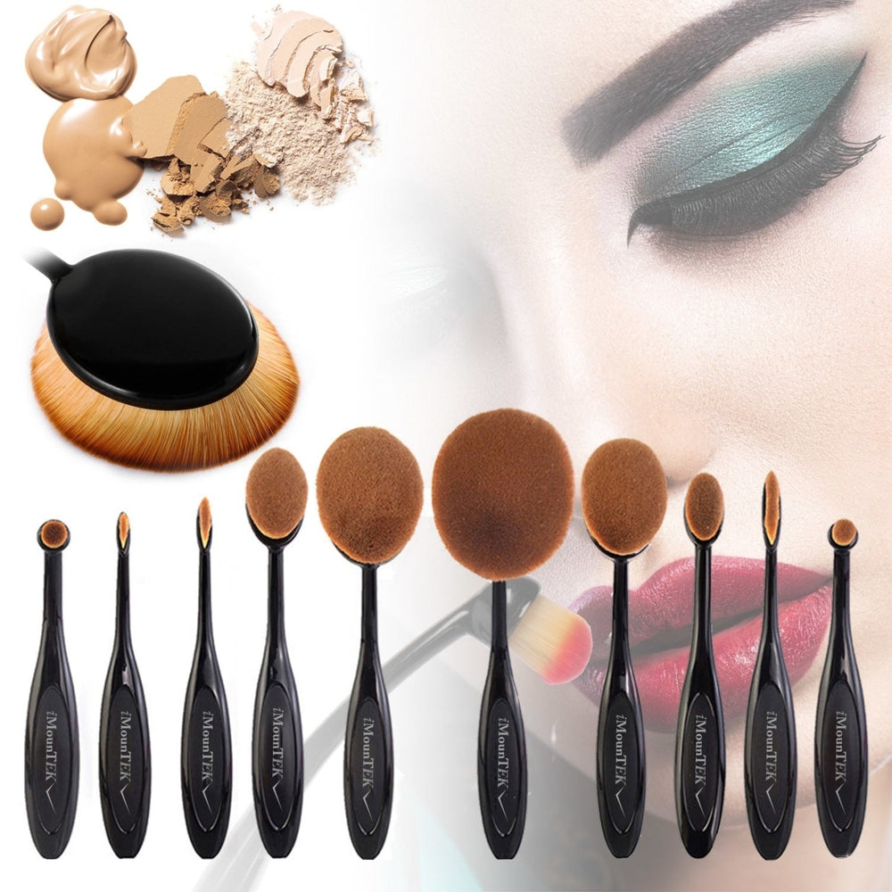 10-PCS Oval-Shaped Makeup Brush Set Image 2