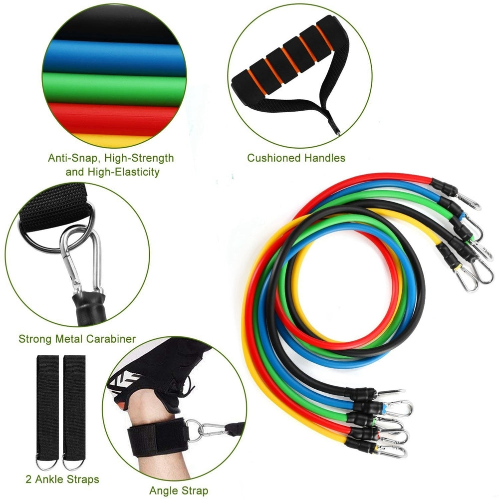 11Pcs Resistance Bands Set Fitness Workout Tubes Exercise Tube Bands Up to 100lbs Image 2