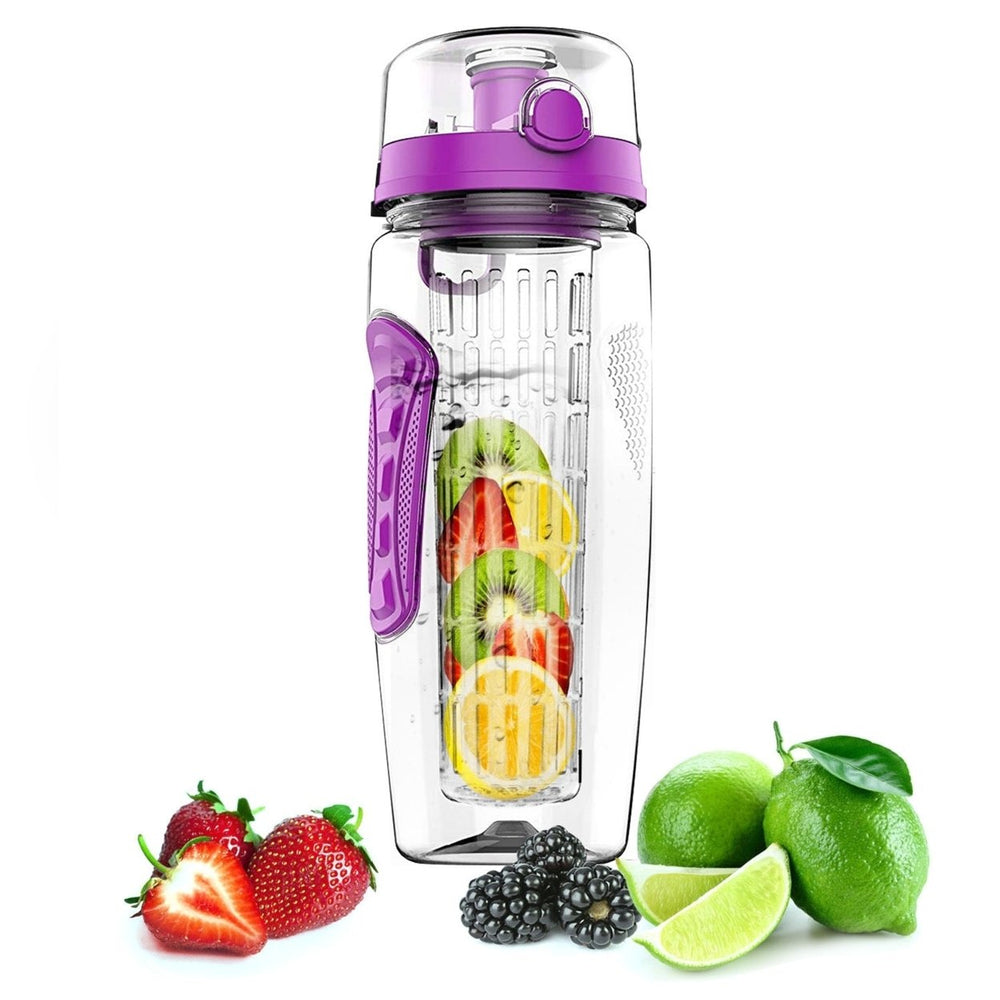 Fruit Infuser Water Bottle 32OZ Juice Shaker Sport with Flip Top Lid Anti-Slip Grips For Office Home Sport Running Image 2