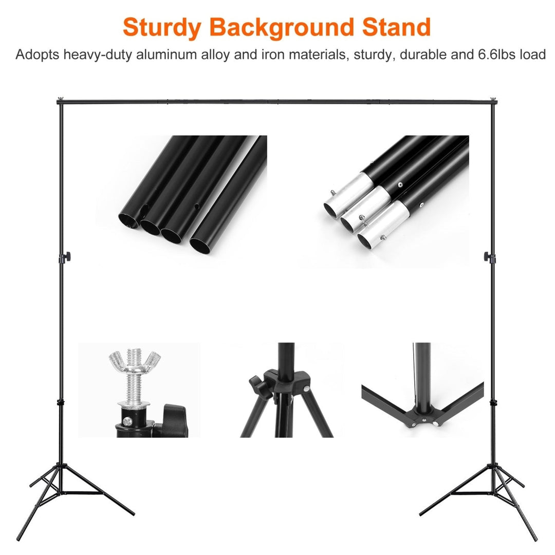 6.5 x 10ft Photo Video Studio Backdrop Background Stand Adjustable Heavy Duty Photography Backdrop Support Stand Set Image 4