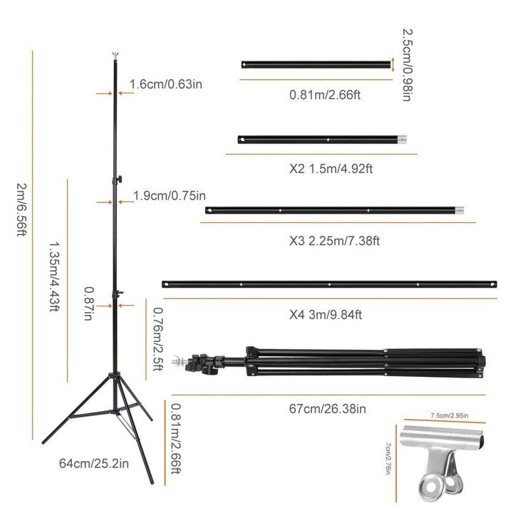 6.5 x 10ft Photo Video Studio Backdrop Background Stand Adjustable Heavy Duty Photography Backdrop Support Stand Set Image 11