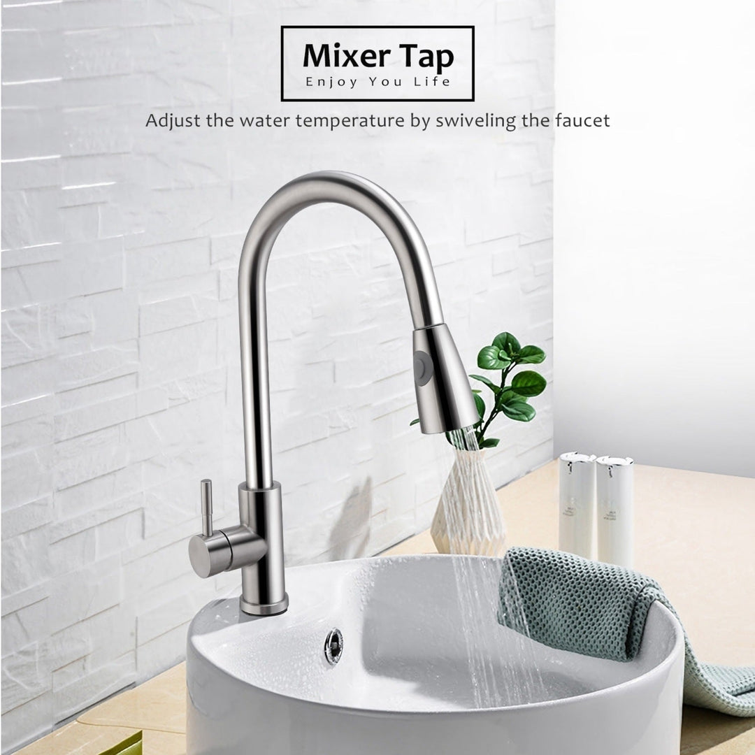 Kitchen Faucets Single Handle Kitchen Sink Faucet Brushed Nickel Stainless Steel Pulldown Head Faucet Image 6
