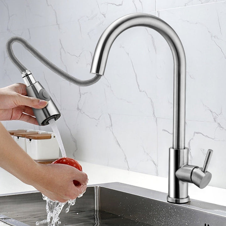 Kitchen Faucets Single Handle Kitchen Sink Faucet Brushed Nickel Stainless Steel Pulldown Head Faucet Image 8