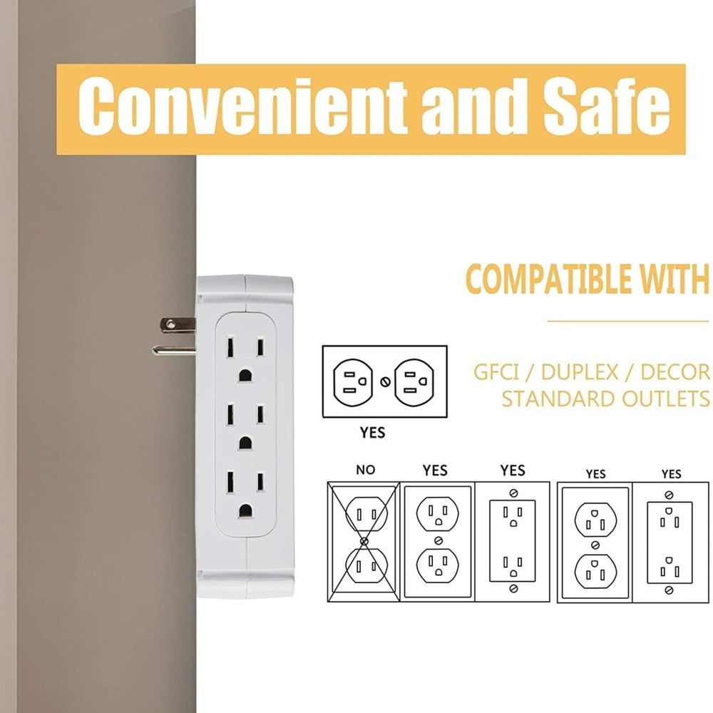 Wall Outlet Extender 2 Pack Surge Protector Multifunctional Outlet Wall Plug with 3 USB Ports 8 AC Outlets Image 2