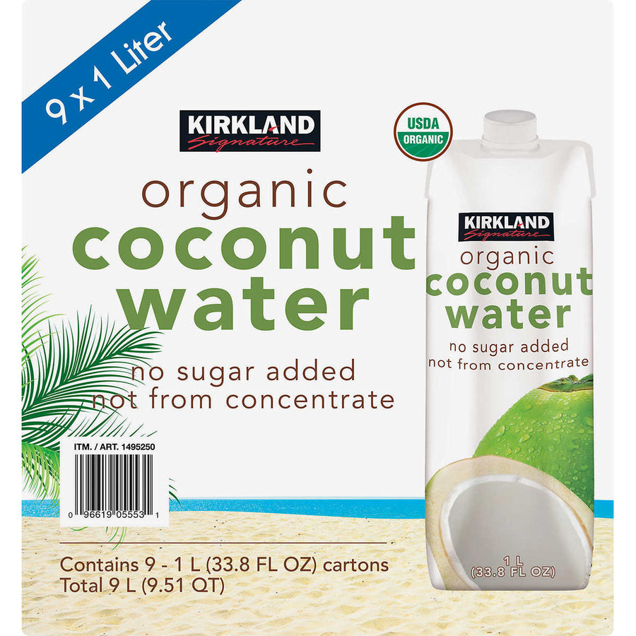 Kirkland Signature Organic Coconut Water33.8 Fluid Ounce (Pack of 9) Image 1