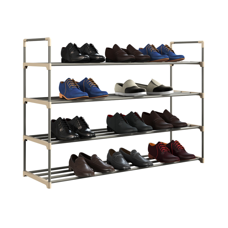 Shoe Rack Storage Shelf 4 Shelves Hallway Entryway Holds 24 Pairs 40 Inches Long Image 1