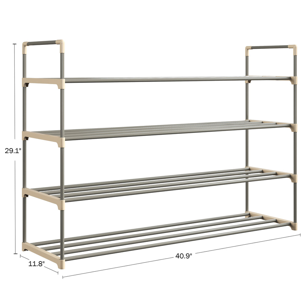 Shoe Rack Storage Shelf 4 Shelves Hallway Entryway Holds 24 Pairs 40 Inches Long Image 2