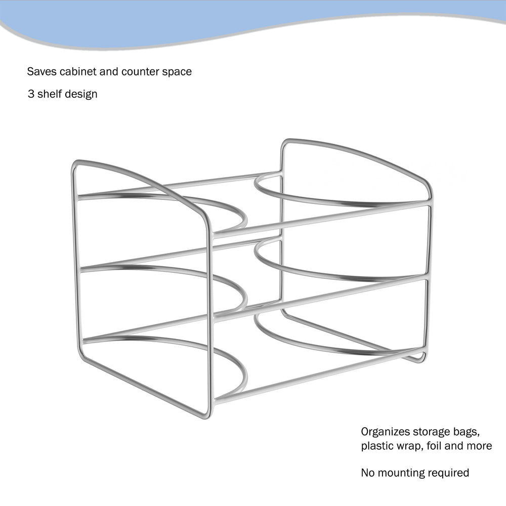 Kitchen Wrap Storage Rack-3 Tier Pantry Organizer for FoilPlastic BagsCabinet Organization for WaxParchment Paper Holder Image 2