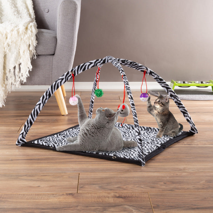 Cat Activity Center- Interactive Play Area Station for CatsKittens With Fleece MatHanging ToysFoldable Design for Image 1