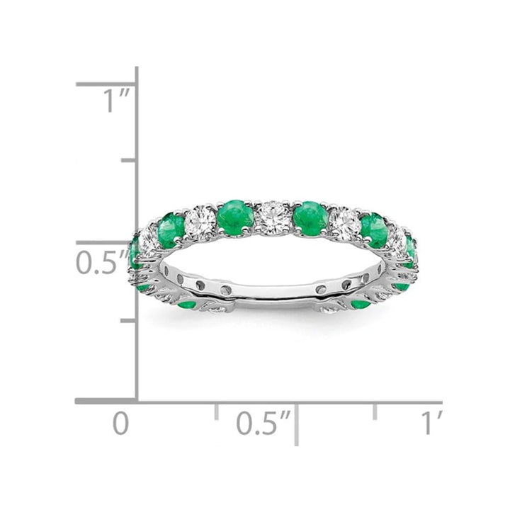 7/10 Carat (ctw) Lab-Created Emerald Band 14k White Gold with 3/4 Carat (ctw) Diamonds Image 4