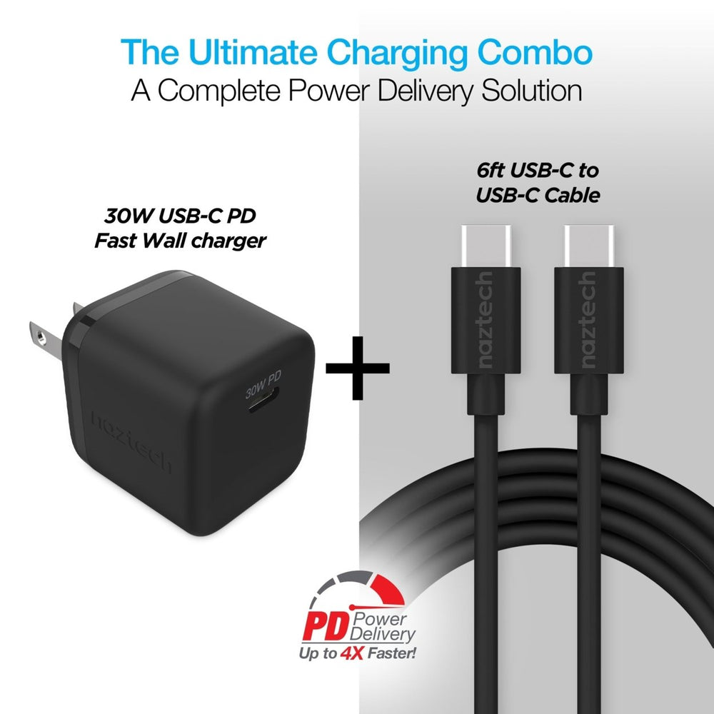 Naztech 30W PD Wall Charger + USB-C to USB-C Cable 6ft for Traveling (15543-HYP) Image 2