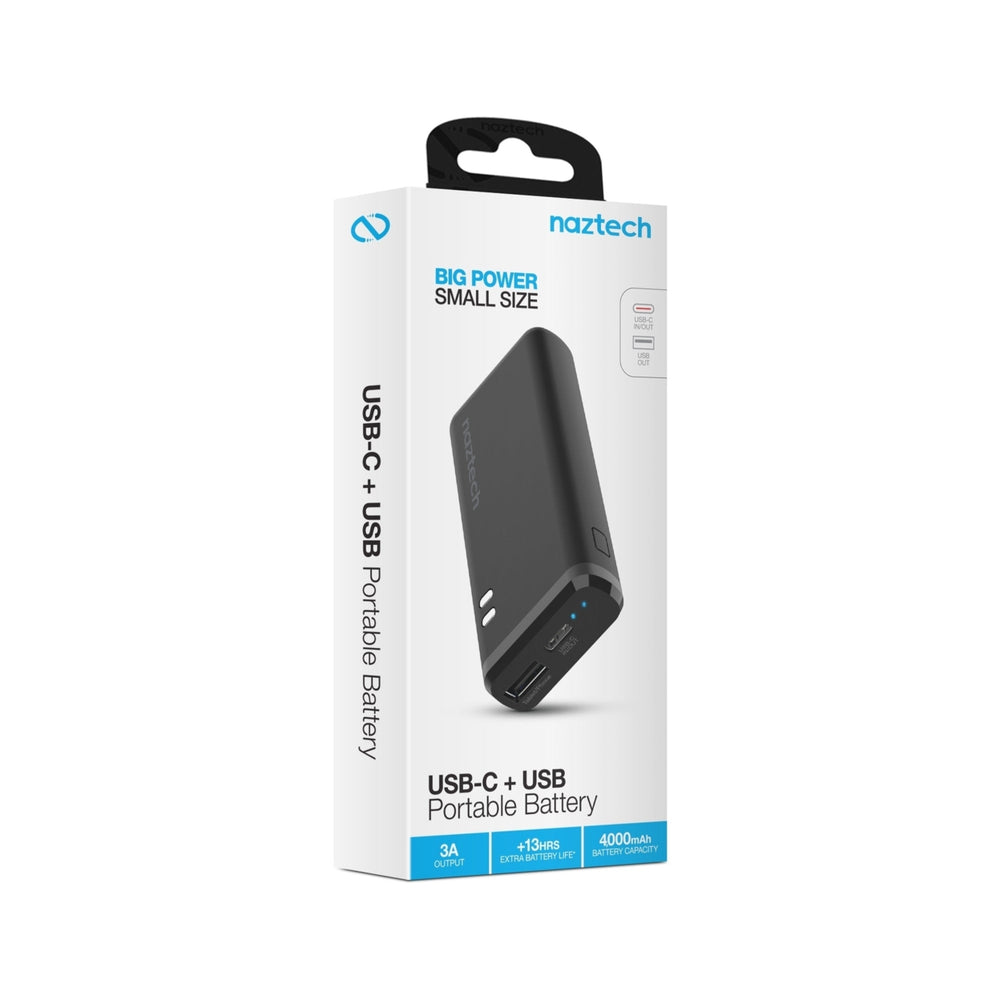 Naztech 4000mAh USB-C + USB Power Bank with 13 Hours Battery Life (15520-HYP) Image 2