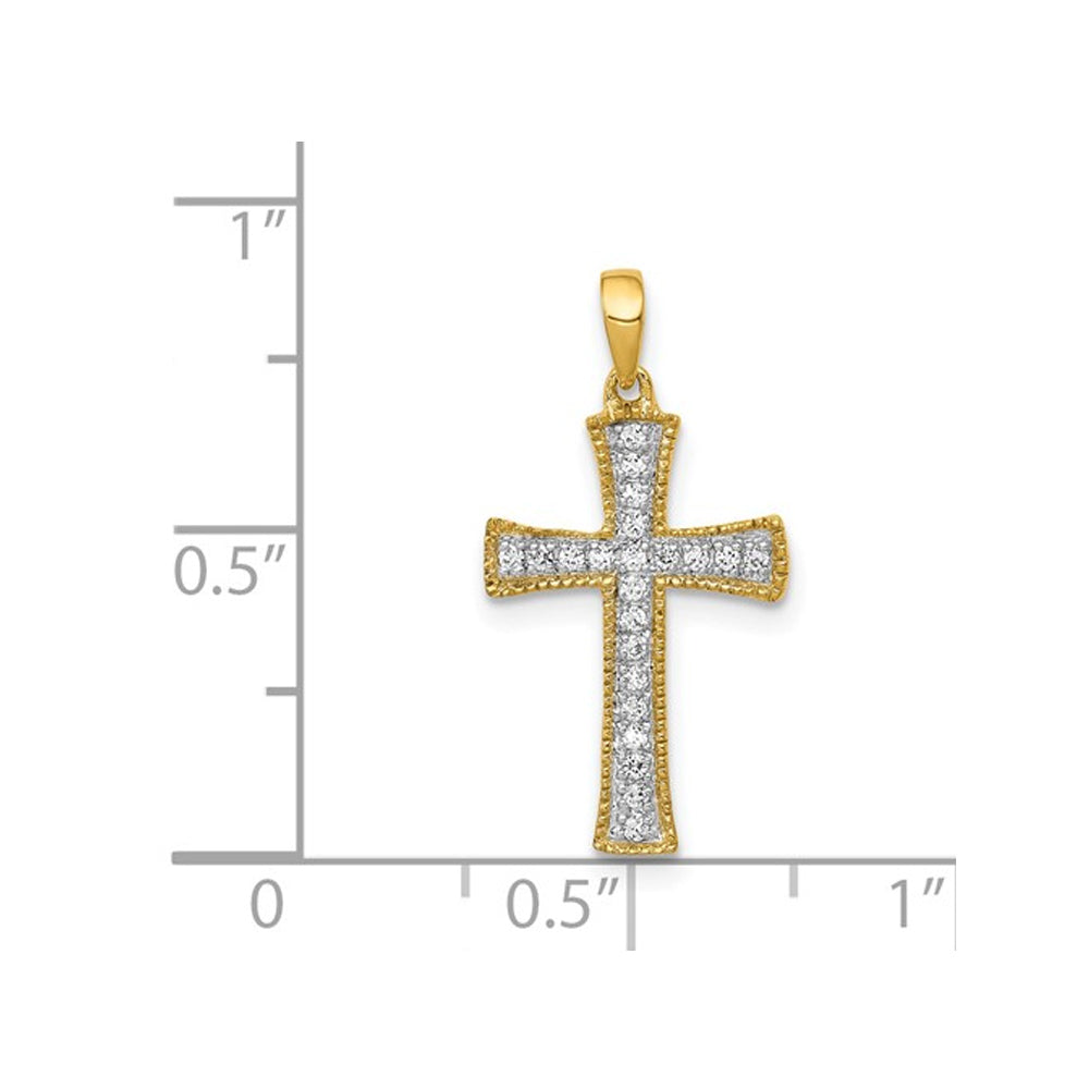 1/10 Carat (ctw) Diamond Cross Pendant Necklace in 14K Yellow Gold with Chain Image 3