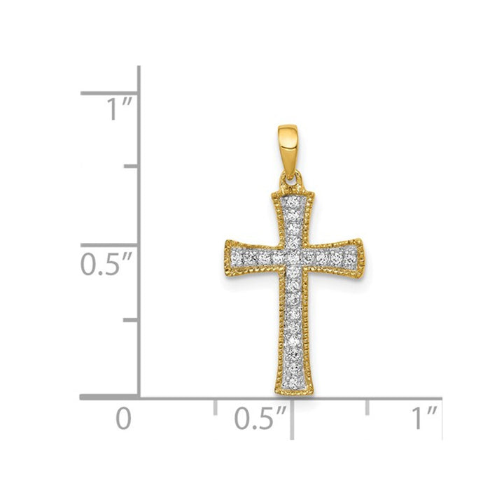 1/10 Carat (ctw) Diamond Cross Pendant Necklace in 14K Yellow Gold with Chain Image 3