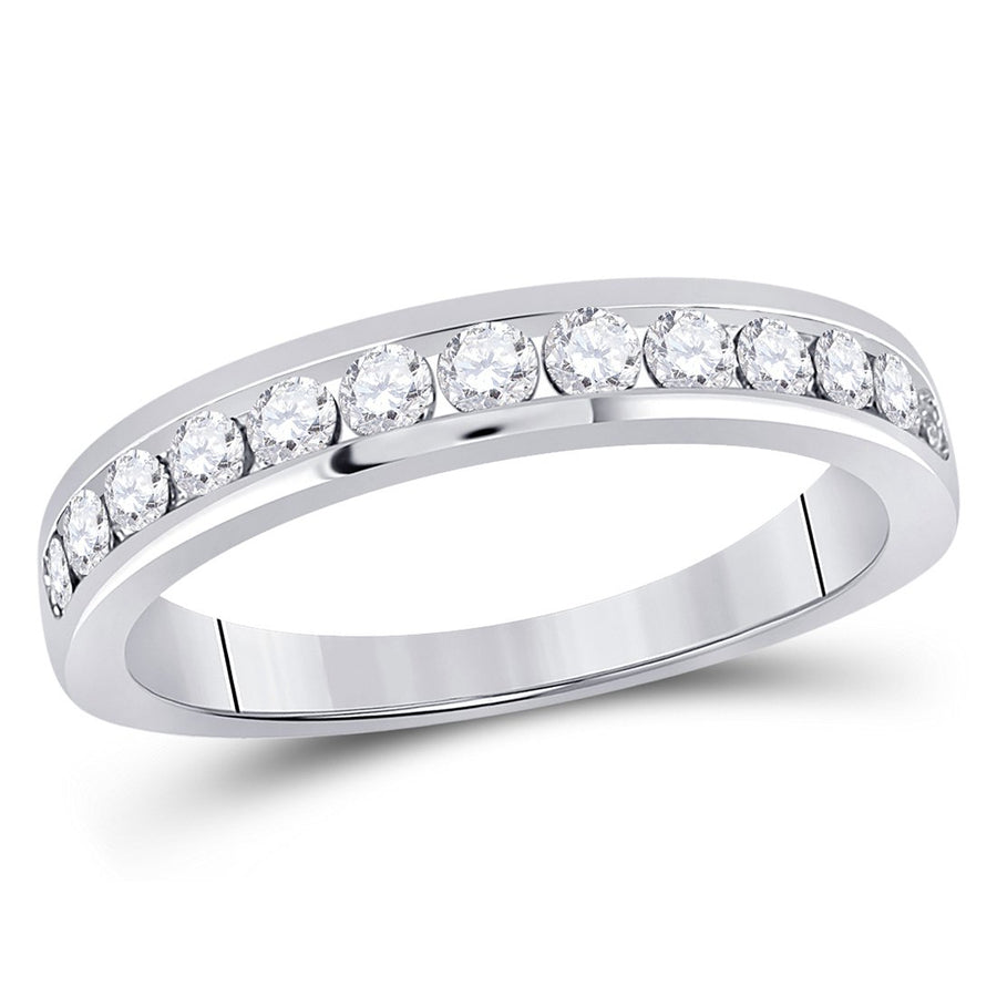 1/2 Carat (ctw H-II1-I2) Channel-Set Diamond Wedding Band Ring in 14K White Gold Image 1