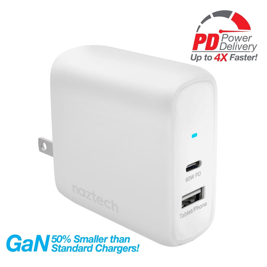 Naztech PD68W GaN Dual Wall Charger for Simultaneous Device Charging (15483-HYP) Image 1