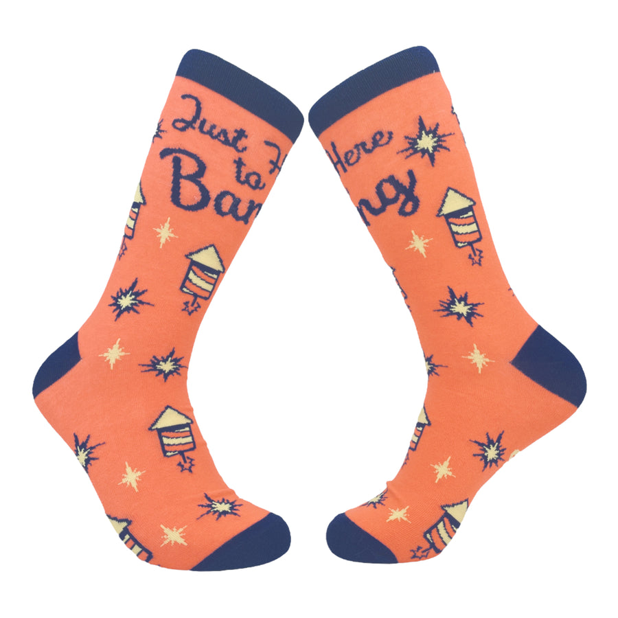 Mens Here To Bang Socks Funny 4th Of July Fireworks Sex Graphic Novelty Footwear Image 1